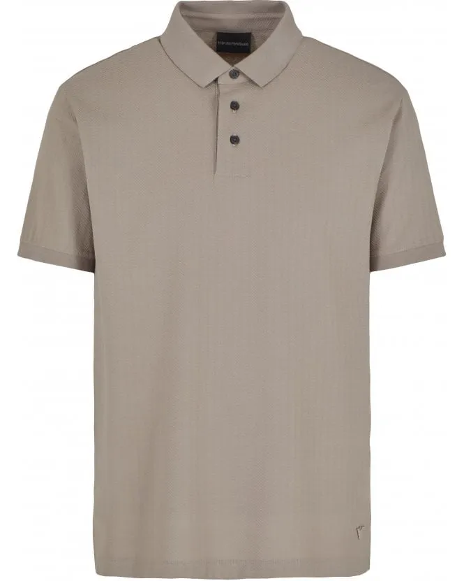 Mens Herringbone Polo Shirt Mood Beige