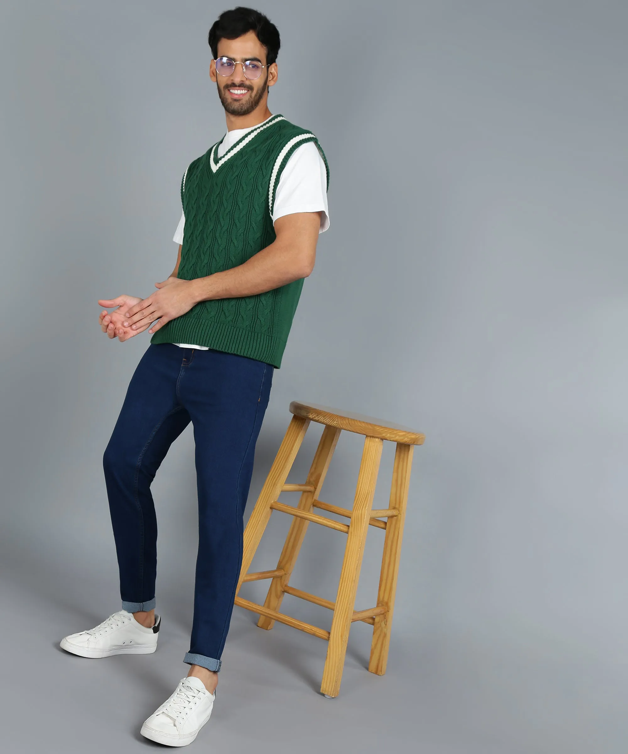 Men's Navy Carrot Fit Denim Jeans Stretchable