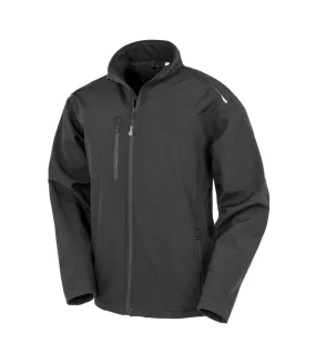 Mens printable 3 layer soft shell jacket black Result Genuine Recycled