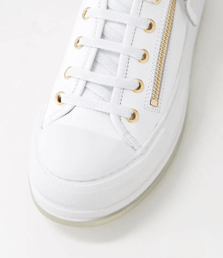 MIDAS Gleeda White Leather Sneakers