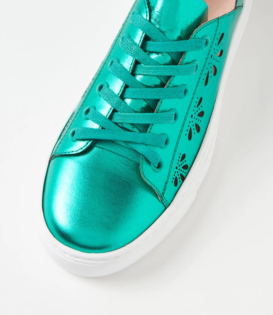 MIDAS Oberta Emerald Metallic Leather Sneakers