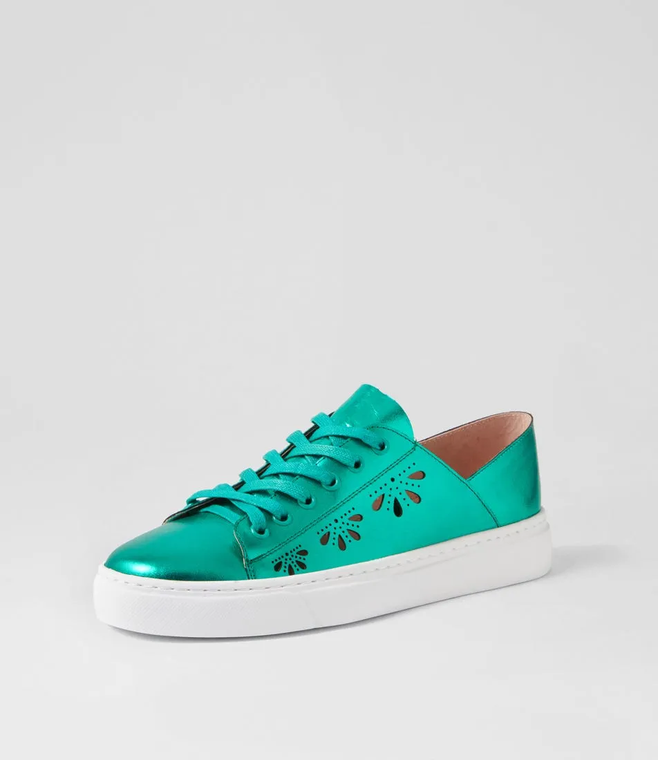 MIDAS Oberta Emerald Metallic Leather Sneakers