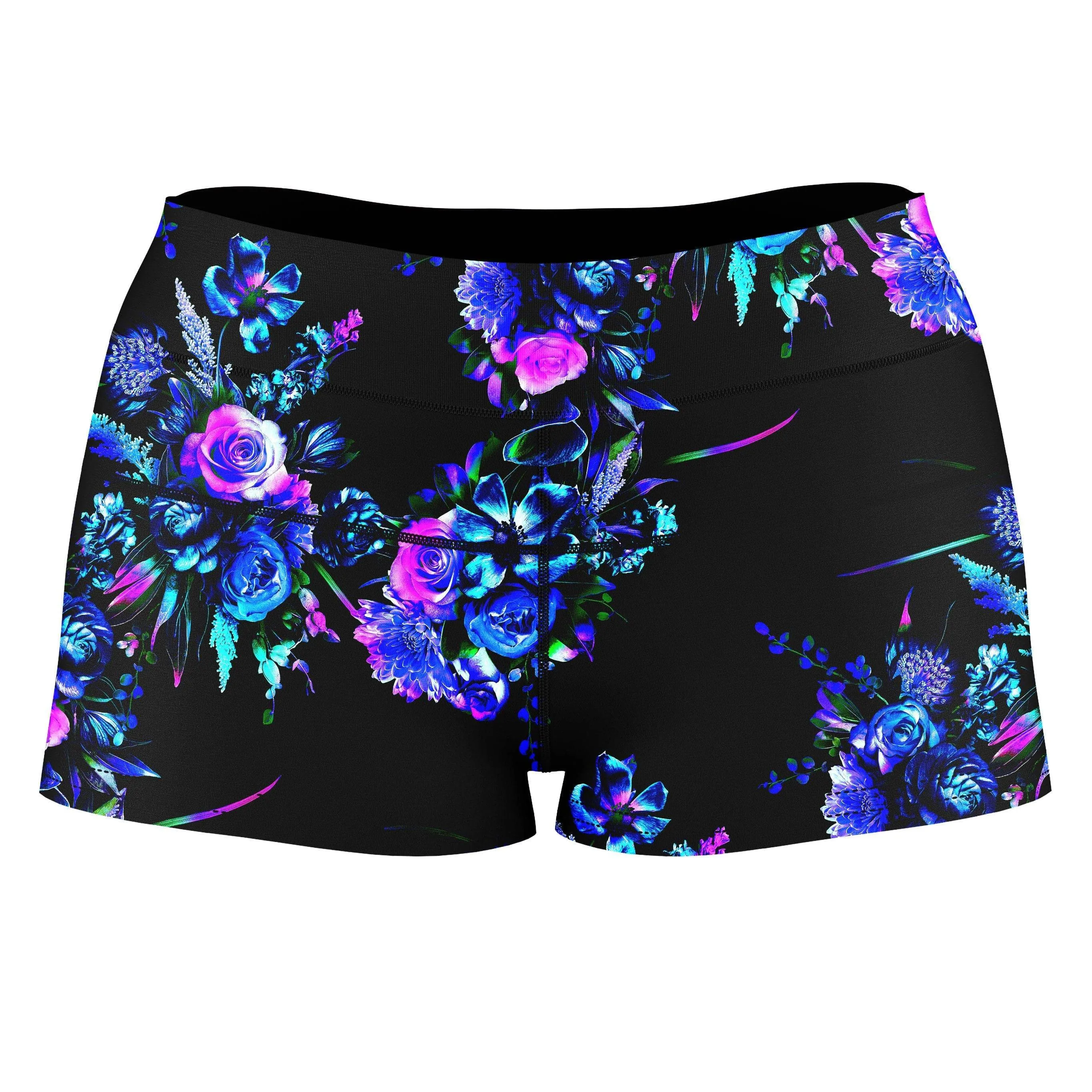Midnight Garden High-Waisted Women's Shorts