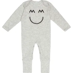 Miles and Milan Embroidered Romper and Hat, Grey