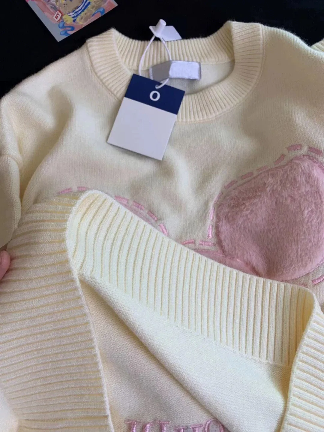 Milky soft and gentle style cute bear embroidered sweater men and women spring and autumn loose vintage knitted sweater jacket