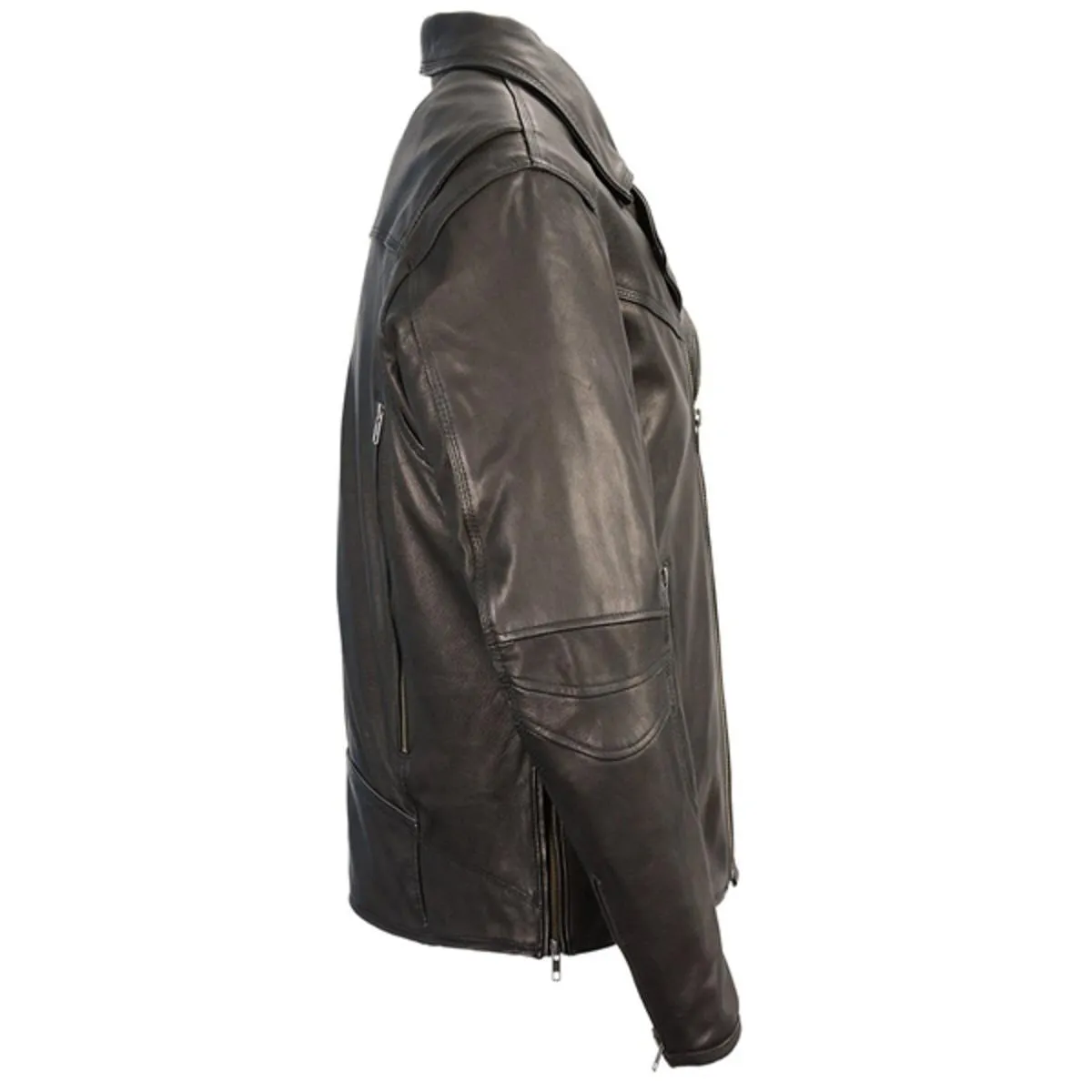 Milwaukee Leather Men's Lightweight Triple Stitch Extra Long Beltless Biker Jacket