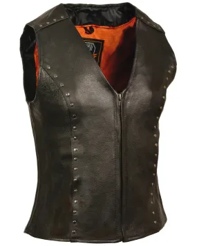 Milwaukee Leather Women's Studded Zip Front Vest - 4X