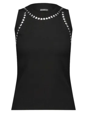 Minnie Rose Viscose Blend Studded Sleeveless Top