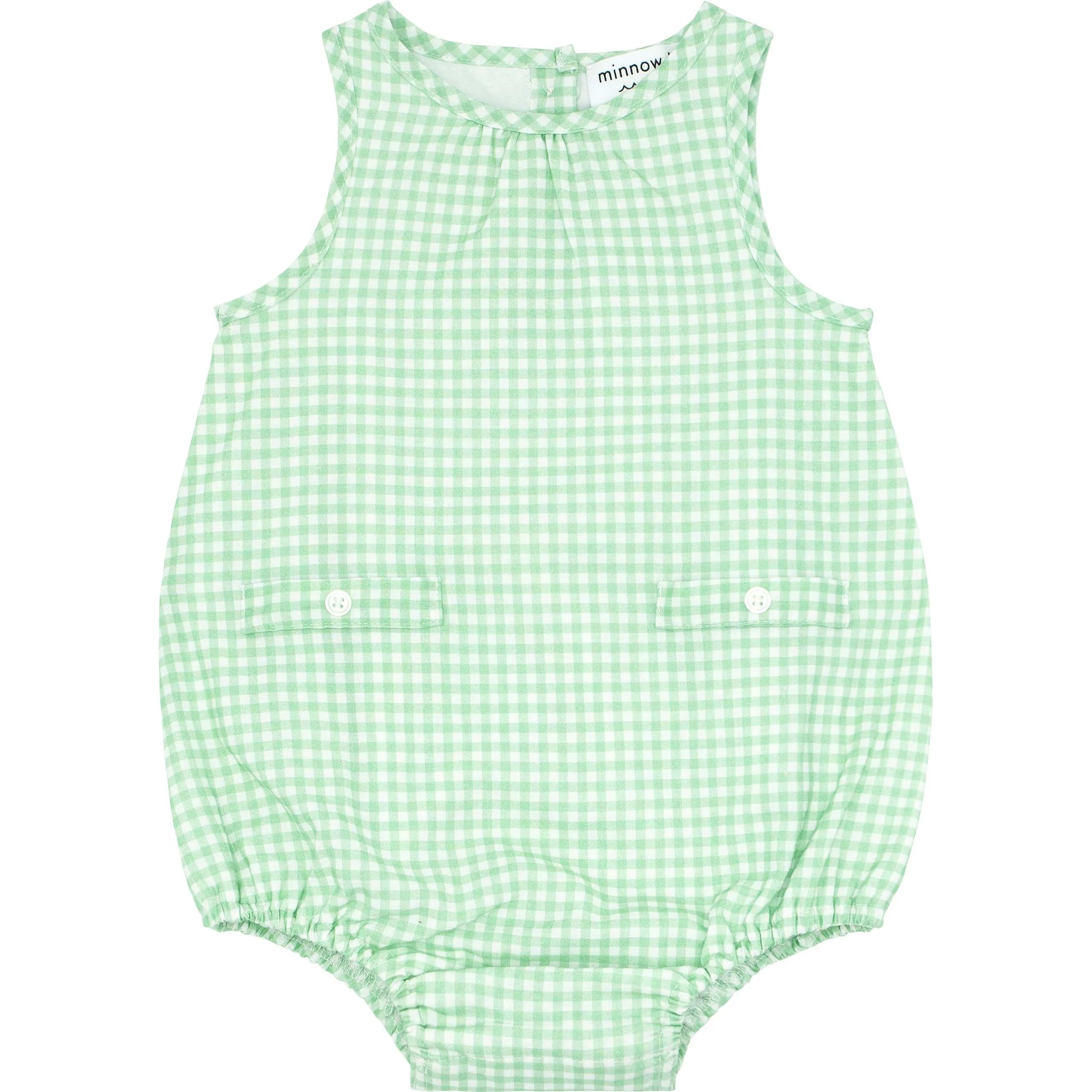 Minnow Palm Gingham Bubble Romper