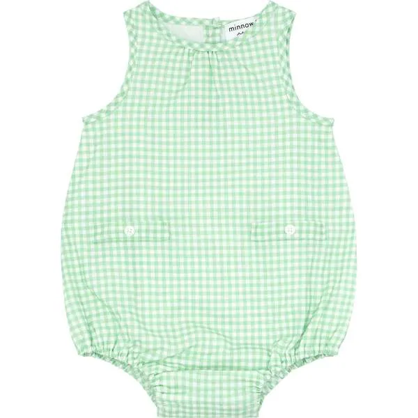 Minnow Palm Gingham Bubble Romper