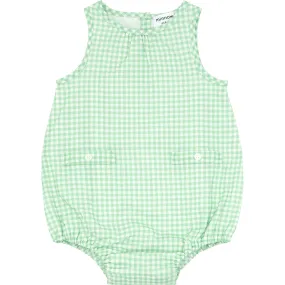 Minnow Palm Gingham Bubble Romper