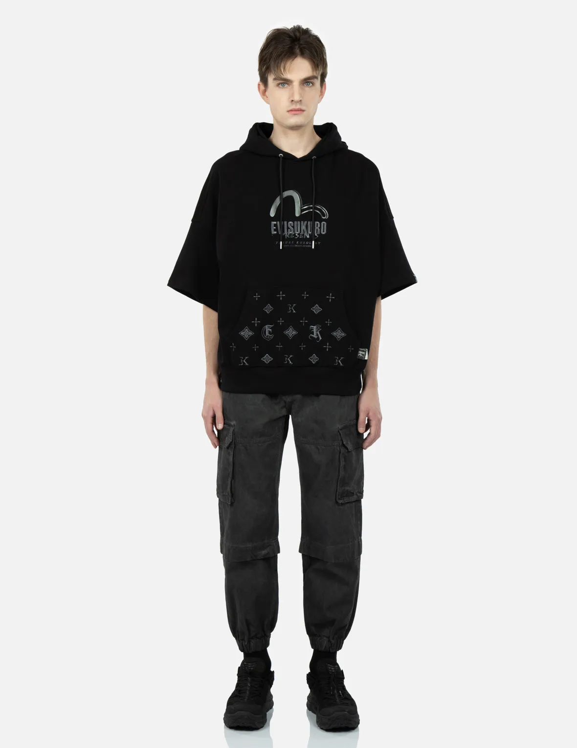 Monogram Embroidery Short-sleeved Hoodie