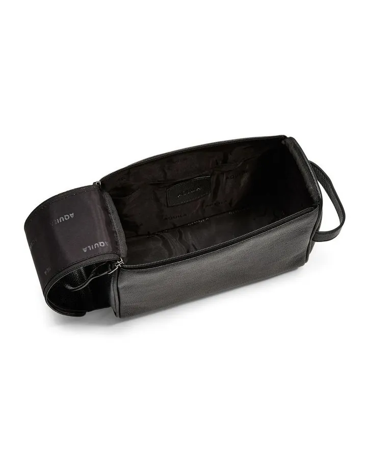 Montoro Leather Wash Bag in Black