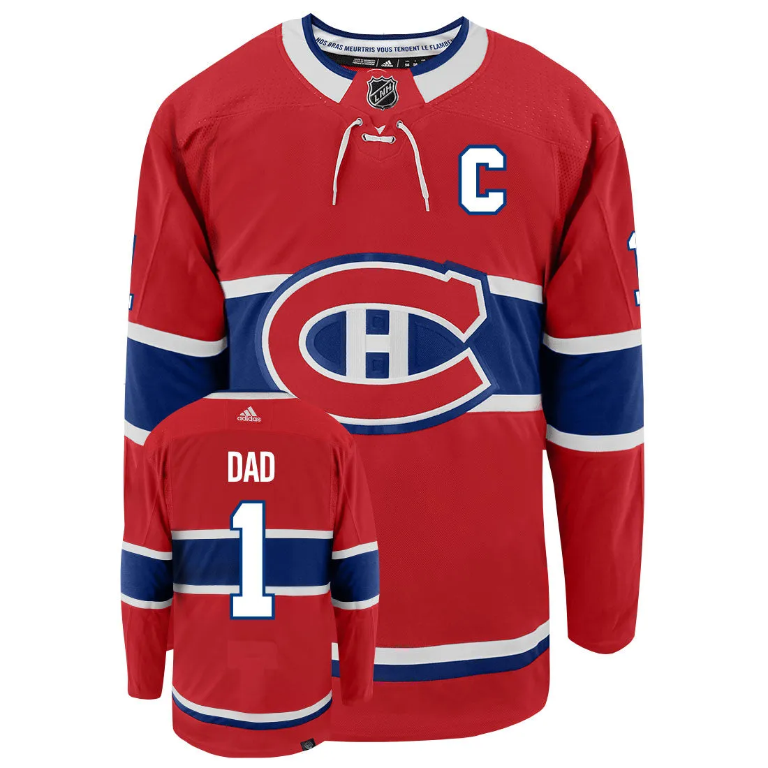 Montreal Canadiens Dad Number One Adidas Primegreen Authentic NHL Hockey Jersey     