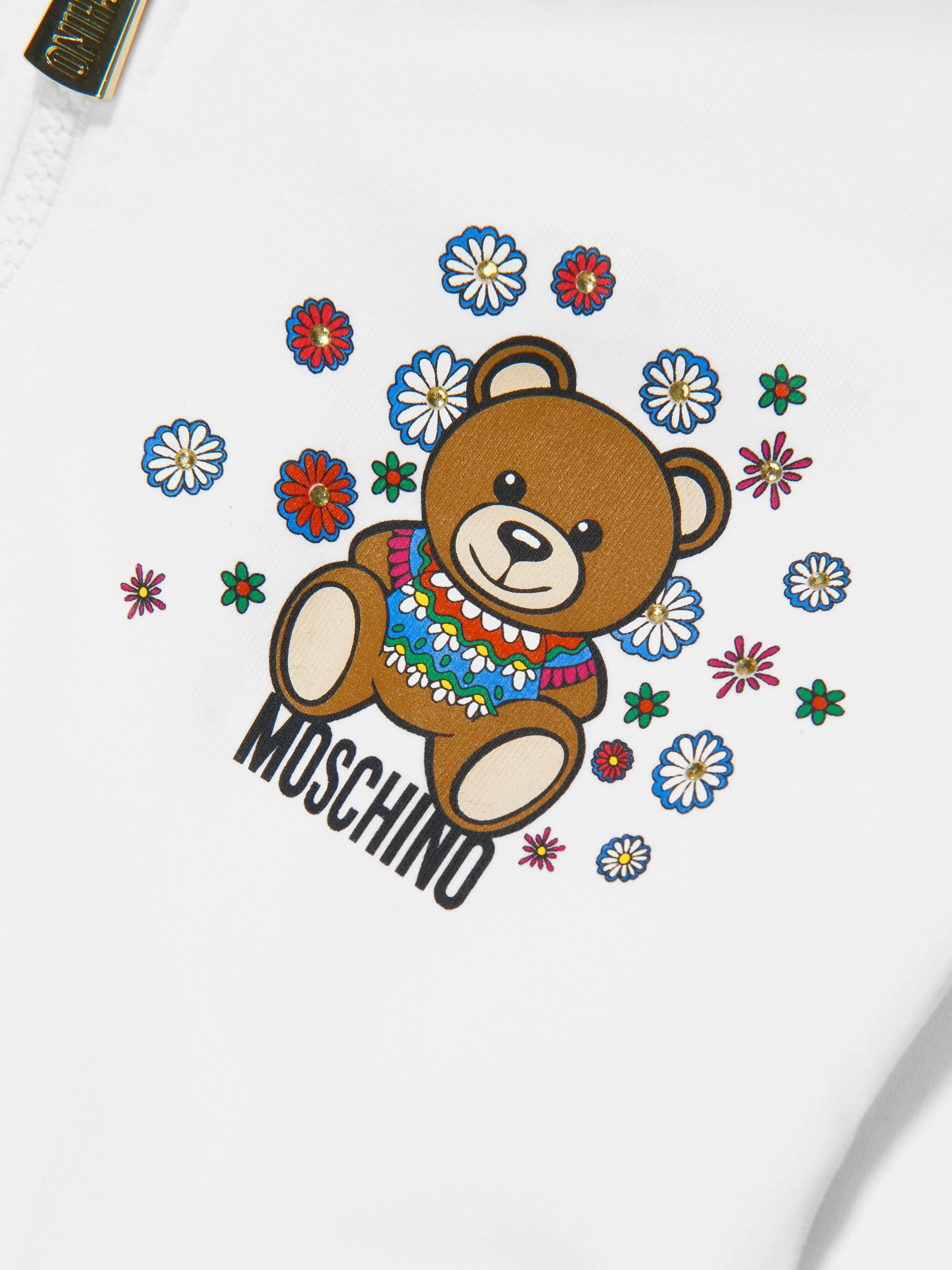 Moschino Girls Zip Up Hoodie in White