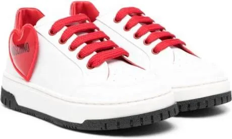 Moschino Kids heart-patch leather sneakers White