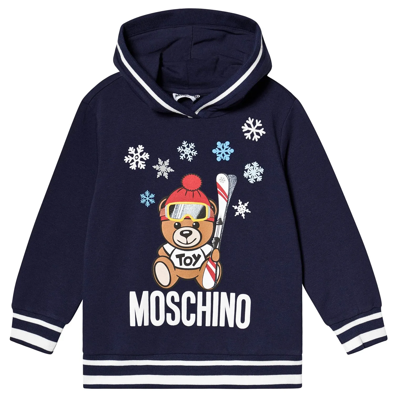 Moschino Kids Hooded Sweatshirt With Ski Toy Bear in Navy
