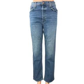 Mother Women's Blue The Toncat Hover High Rise Straight Denim Jeans Size 32