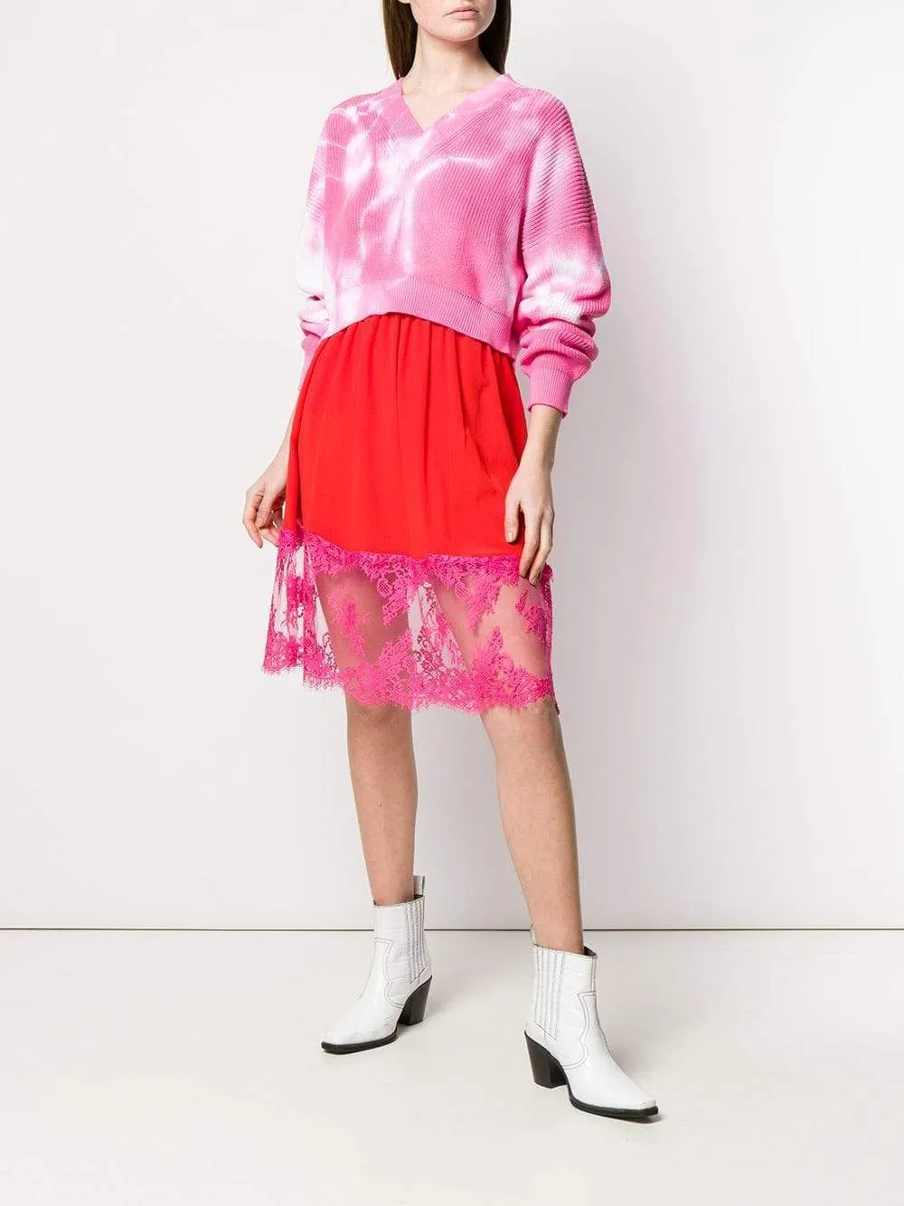 MSGM Lace-trimmed Skirt