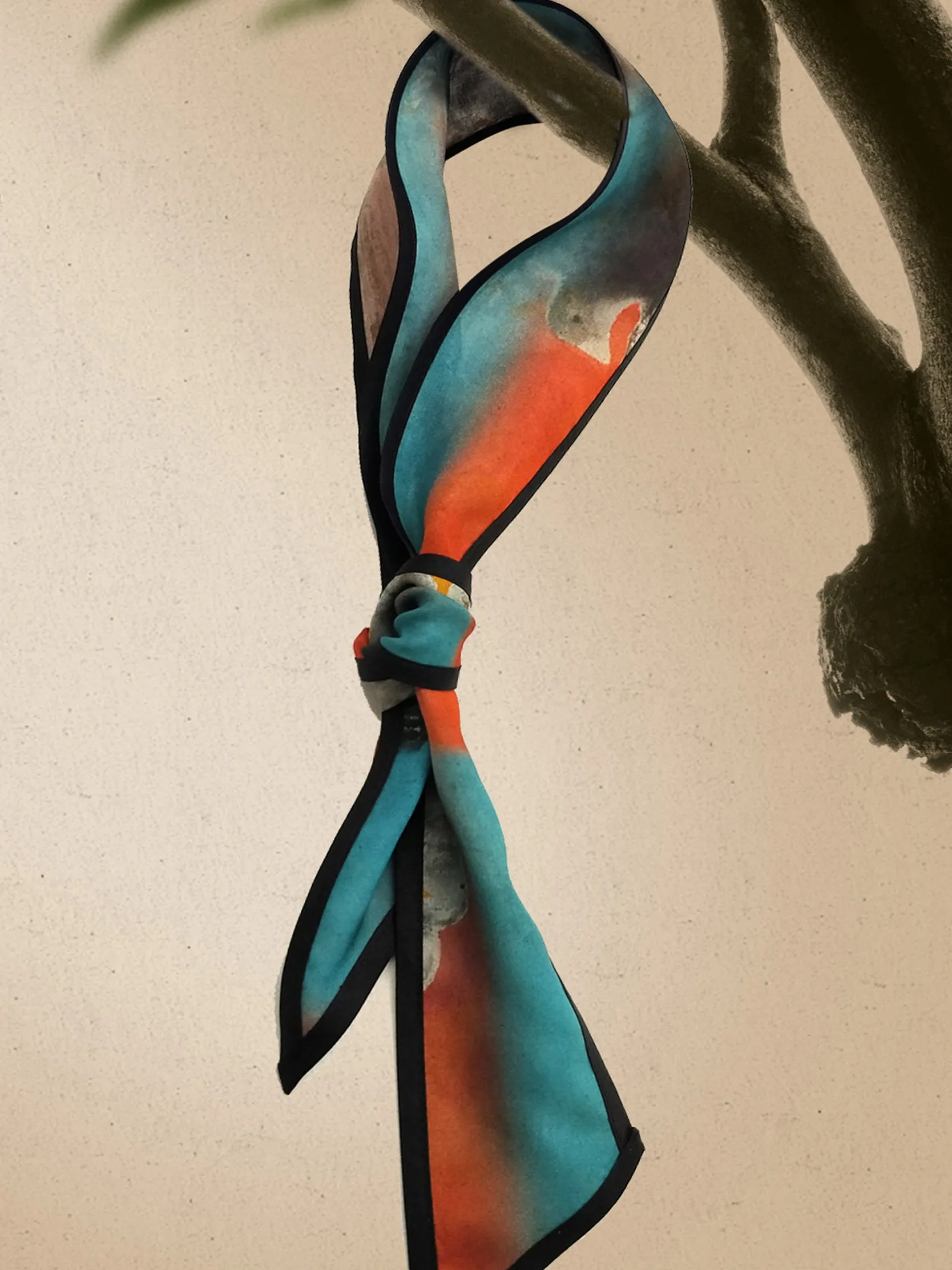 Mulberry silk chiffon printing and dyeing angled small silk scarf