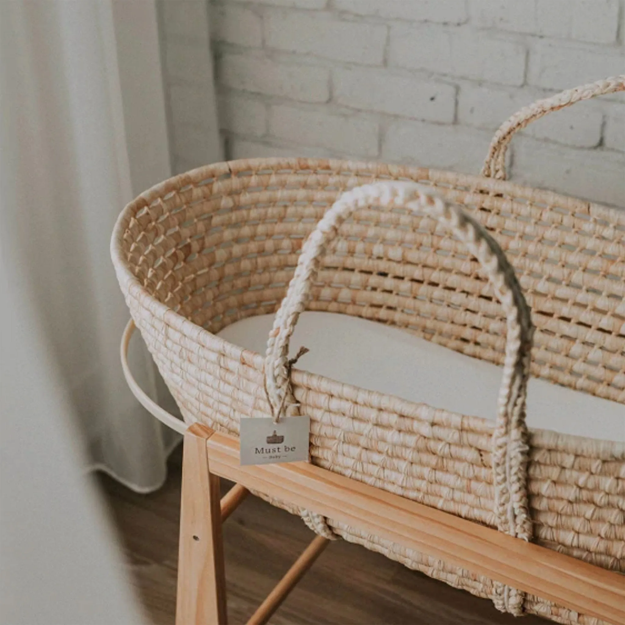 Must Be Baby Rattan Basket + Mattress  - Clement