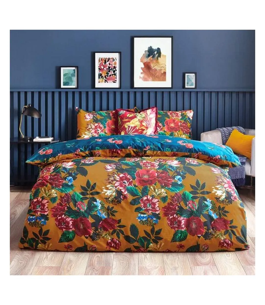 Nadya floral duvet cover set amber Furn