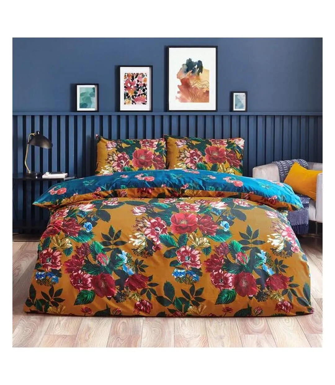 Nadya floral duvet cover set amber Furn
