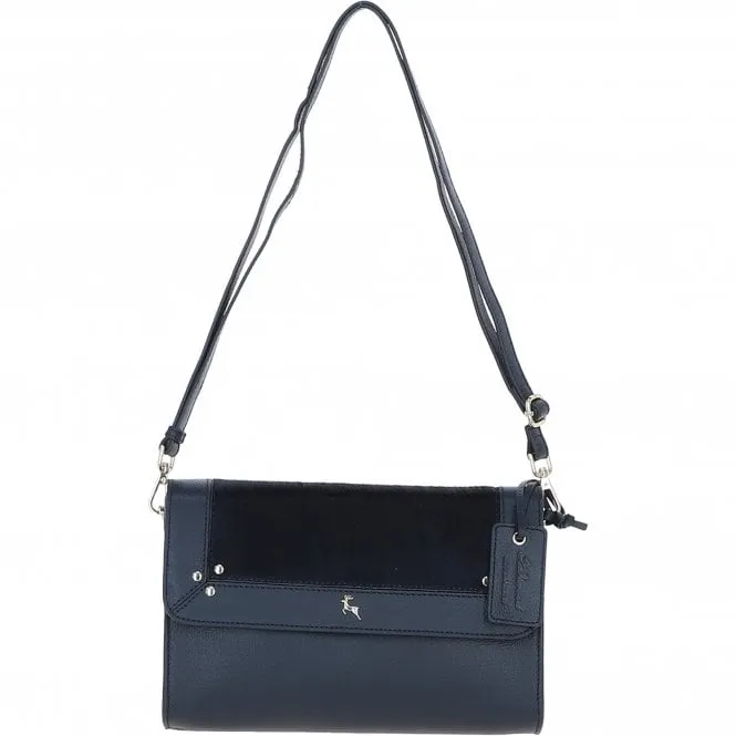 Natural Hair On Hide Medium Cross Body Bag Navy – 61410