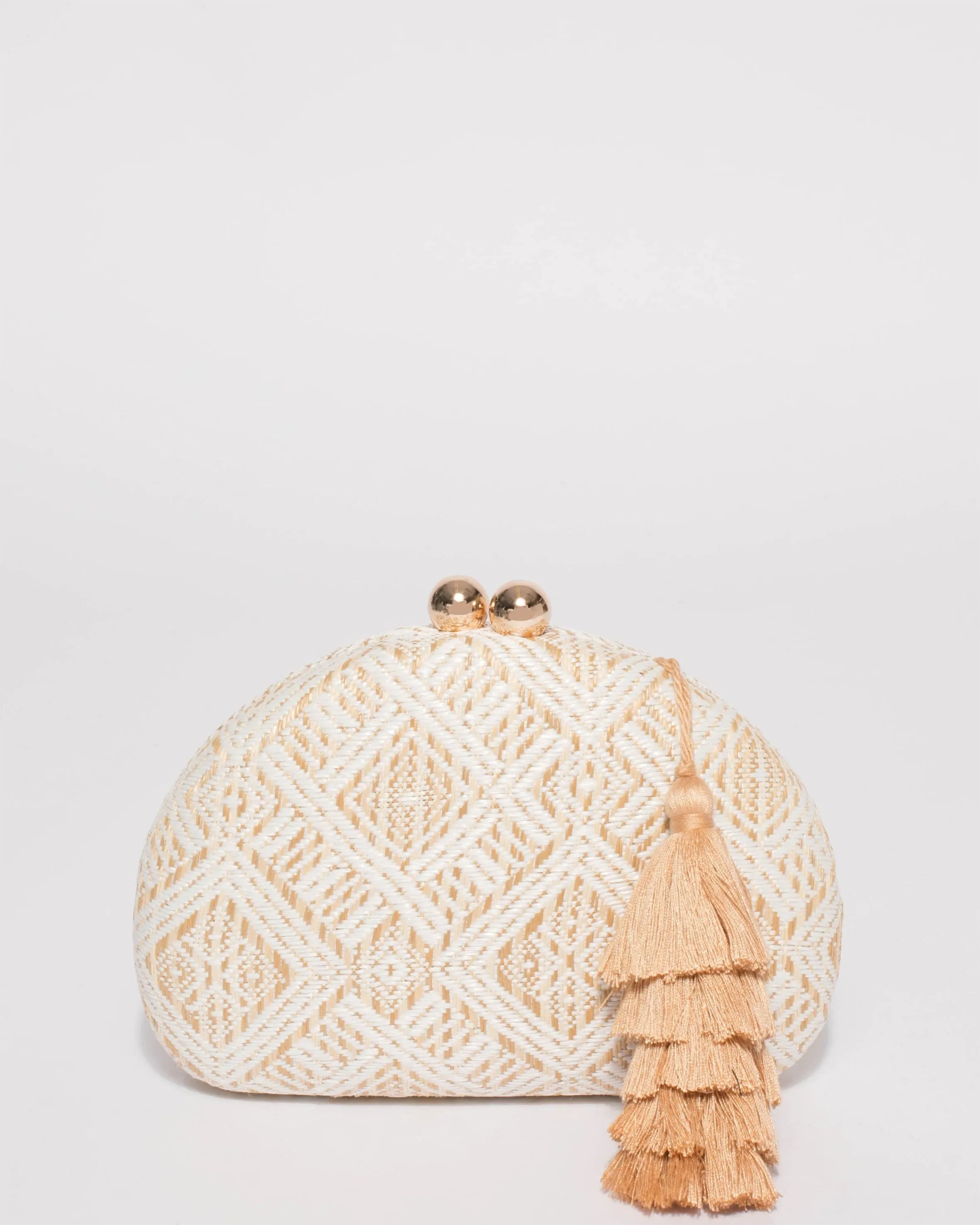 Natural Jade Hardcase Tassel Clutch Bag