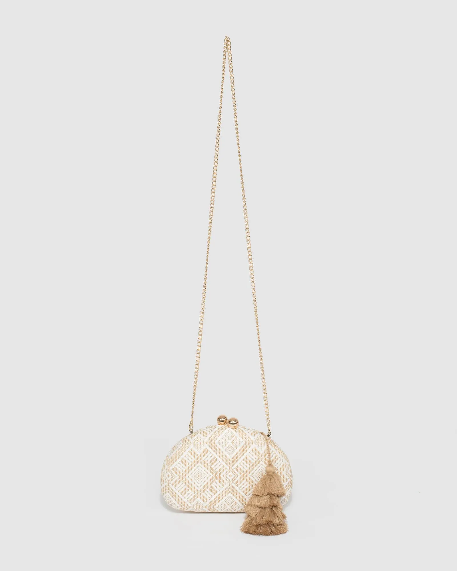 Natural Jade Hardcase Tassel Clutch Bag