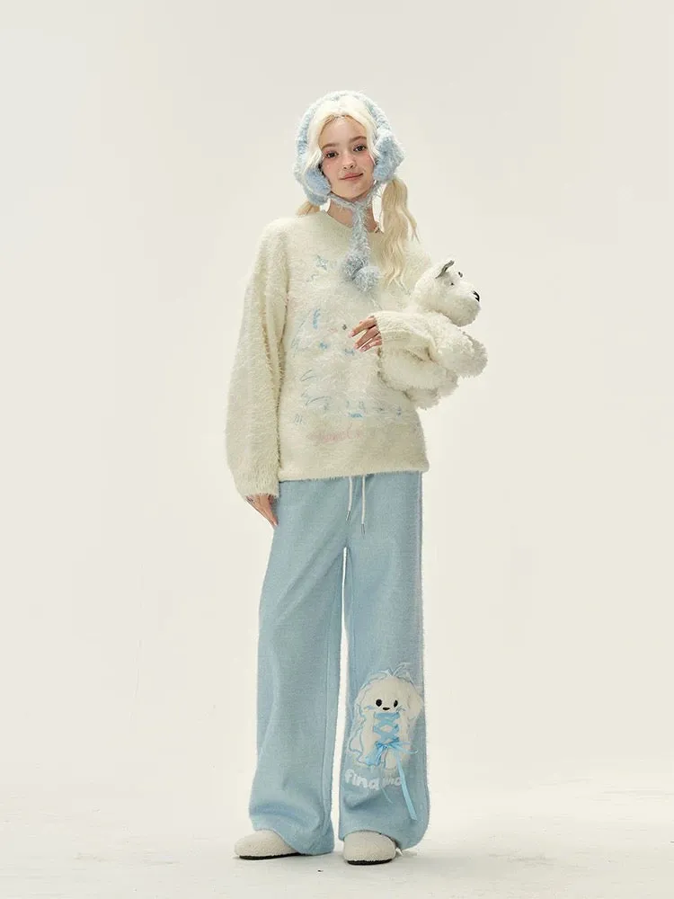 Naturally astringent cute puppy soft and lazy mohair sweater for women autumn and winter 2024 new loose knitted top