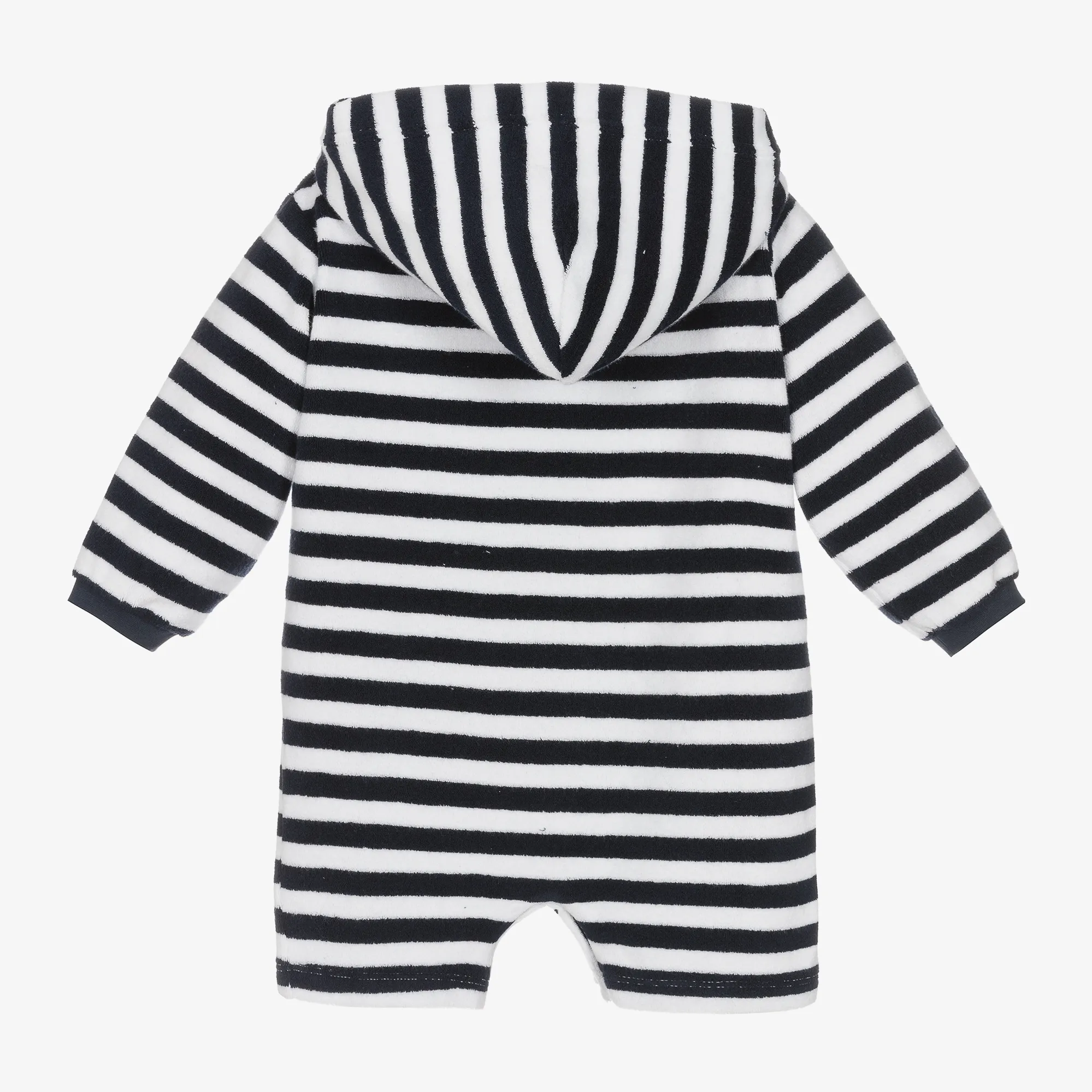 Navy Blue Stripe Towelling Baby Beach Romper
