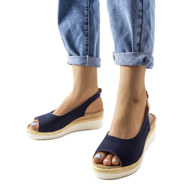 Navy blue wedge sandals Big Star JJ276046