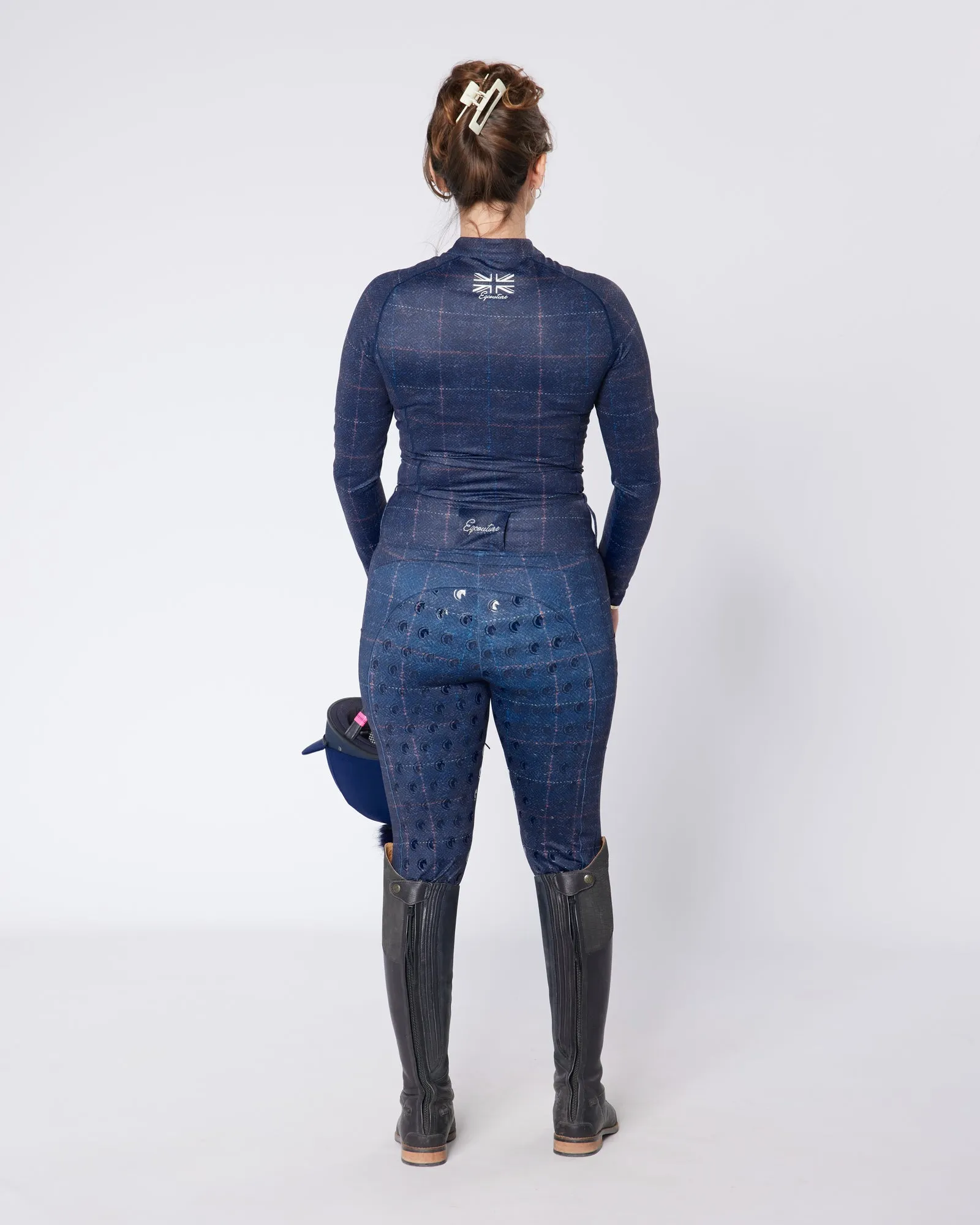 Navy Tweed Effect Riding Leggings - Full Grip