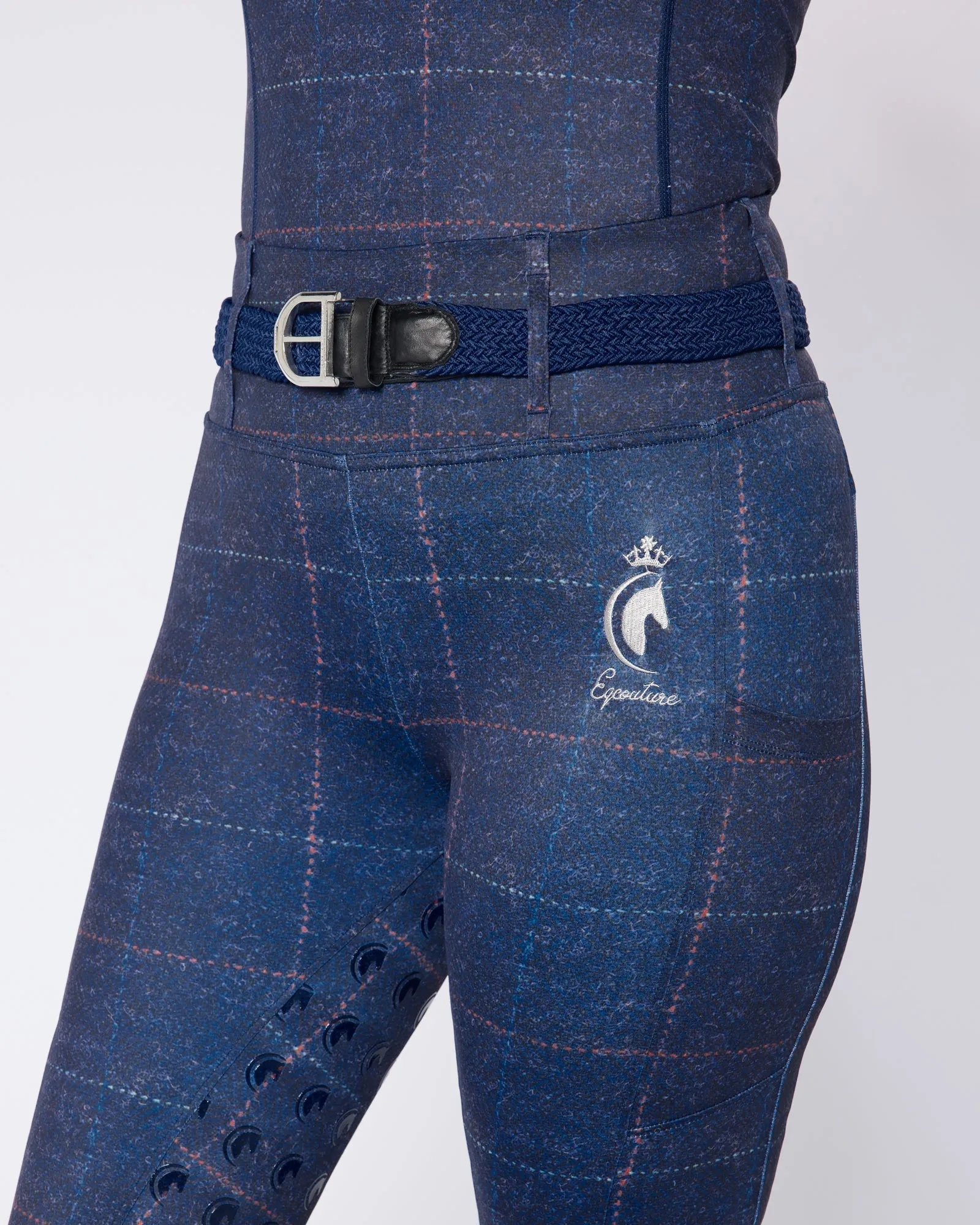 Navy Tweed Effect Riding Leggings - Full Grip