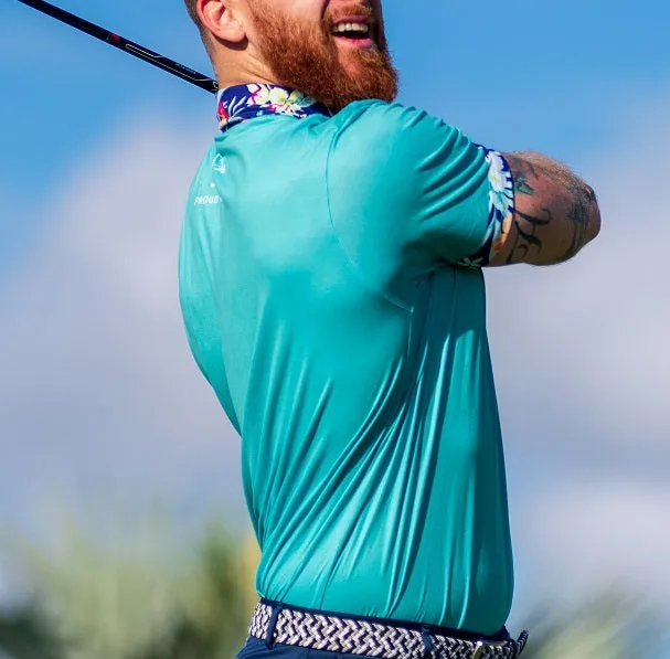 Neat Floral Cuffed Polo Shirt