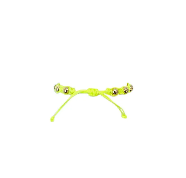 Neon Yellow Macrame Bracelet with Yellow Gold Filled Beads