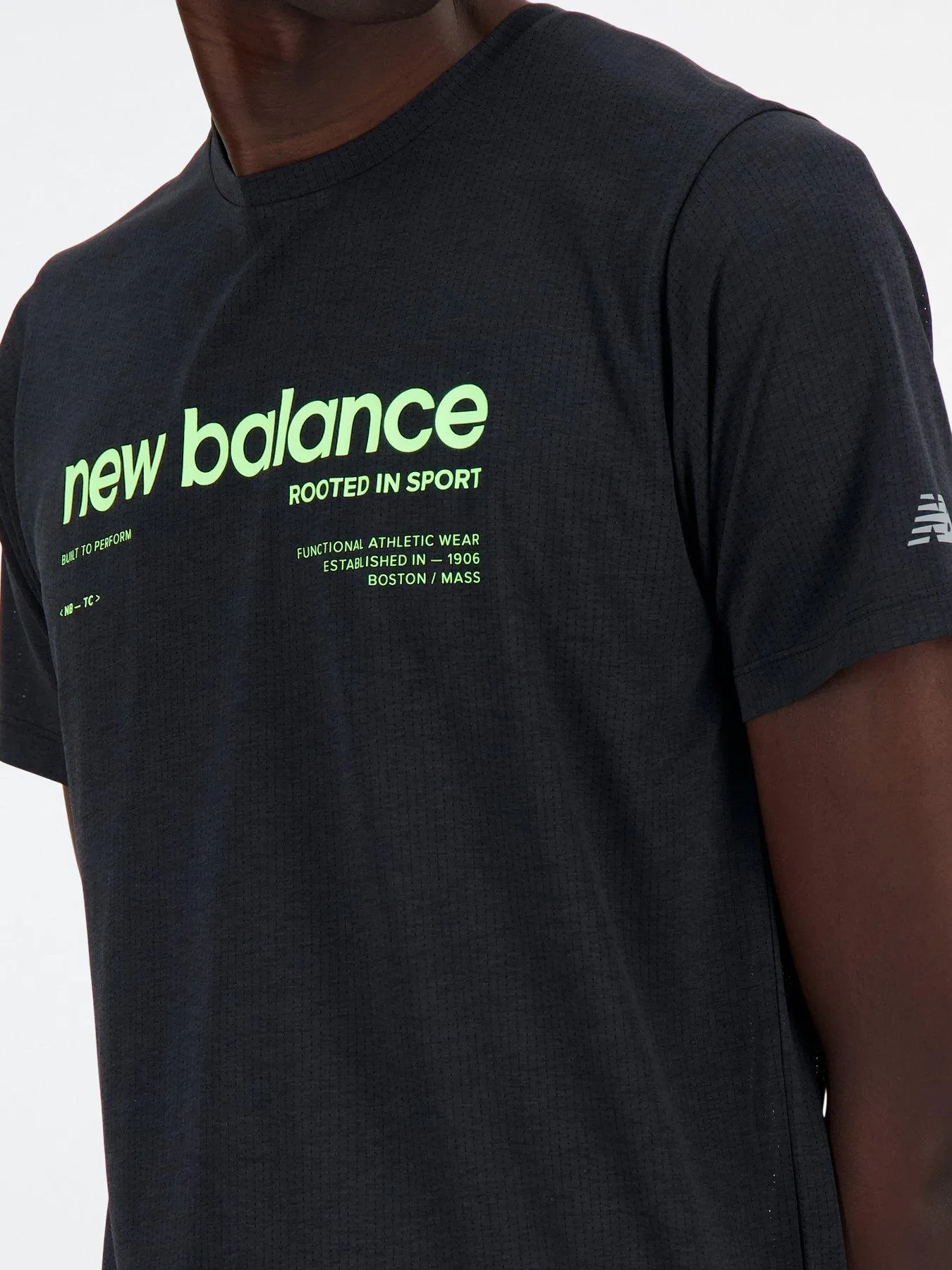 New Balance Mens Running Athletics Printed T-shirt - Black