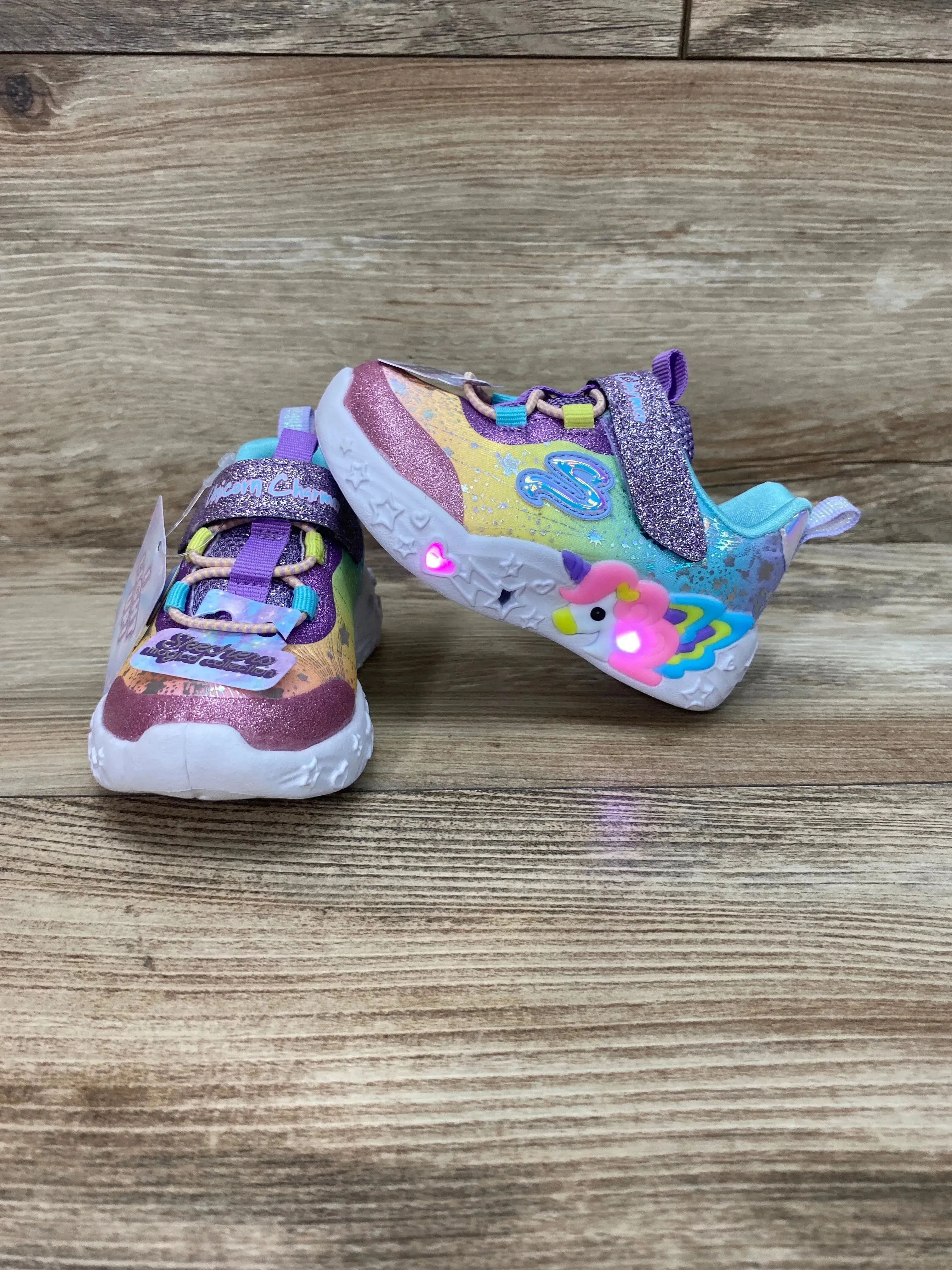 NEW Skechers Unicorn Charmer - Lil Stellar Light Up Sneakers Purple Sz 5c-