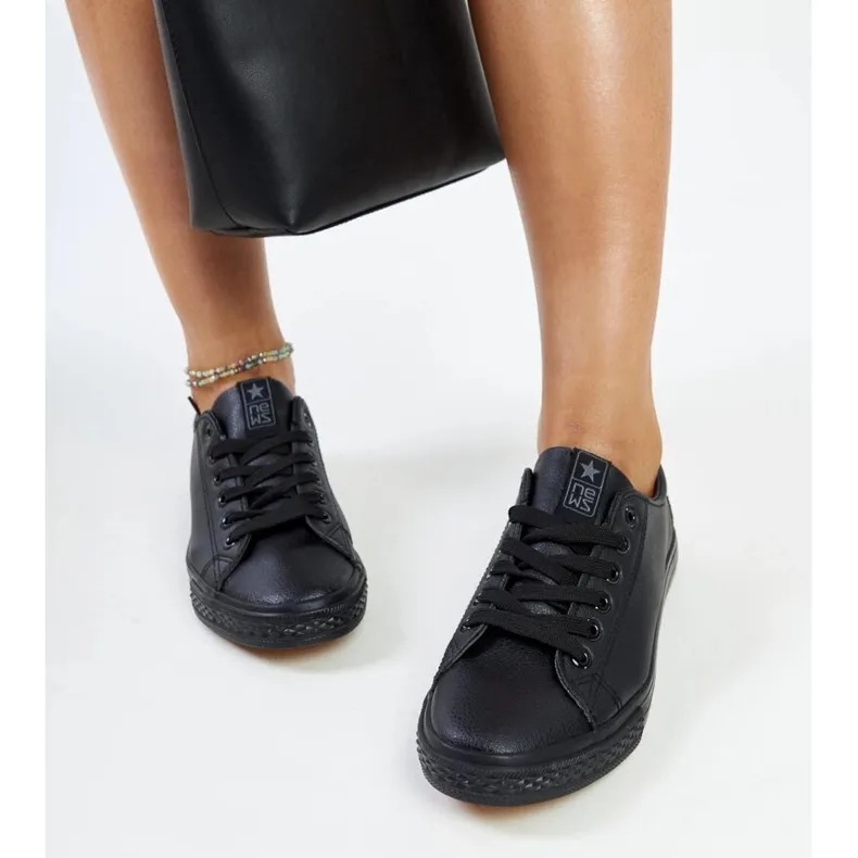 News Black eco-leather sneakers Luz