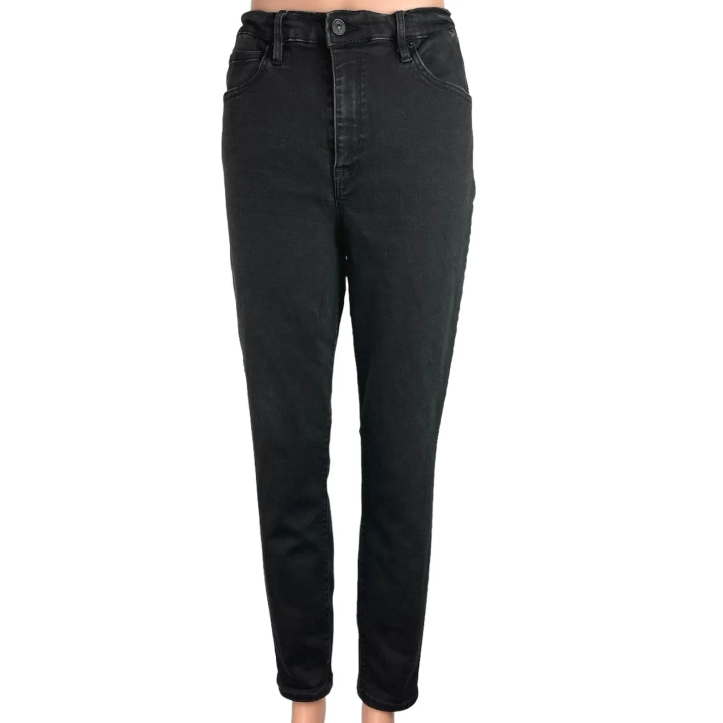 Nicole Miller Women's Denim Black Solid High Rise Stretch Slim Leg Jeans Size 14