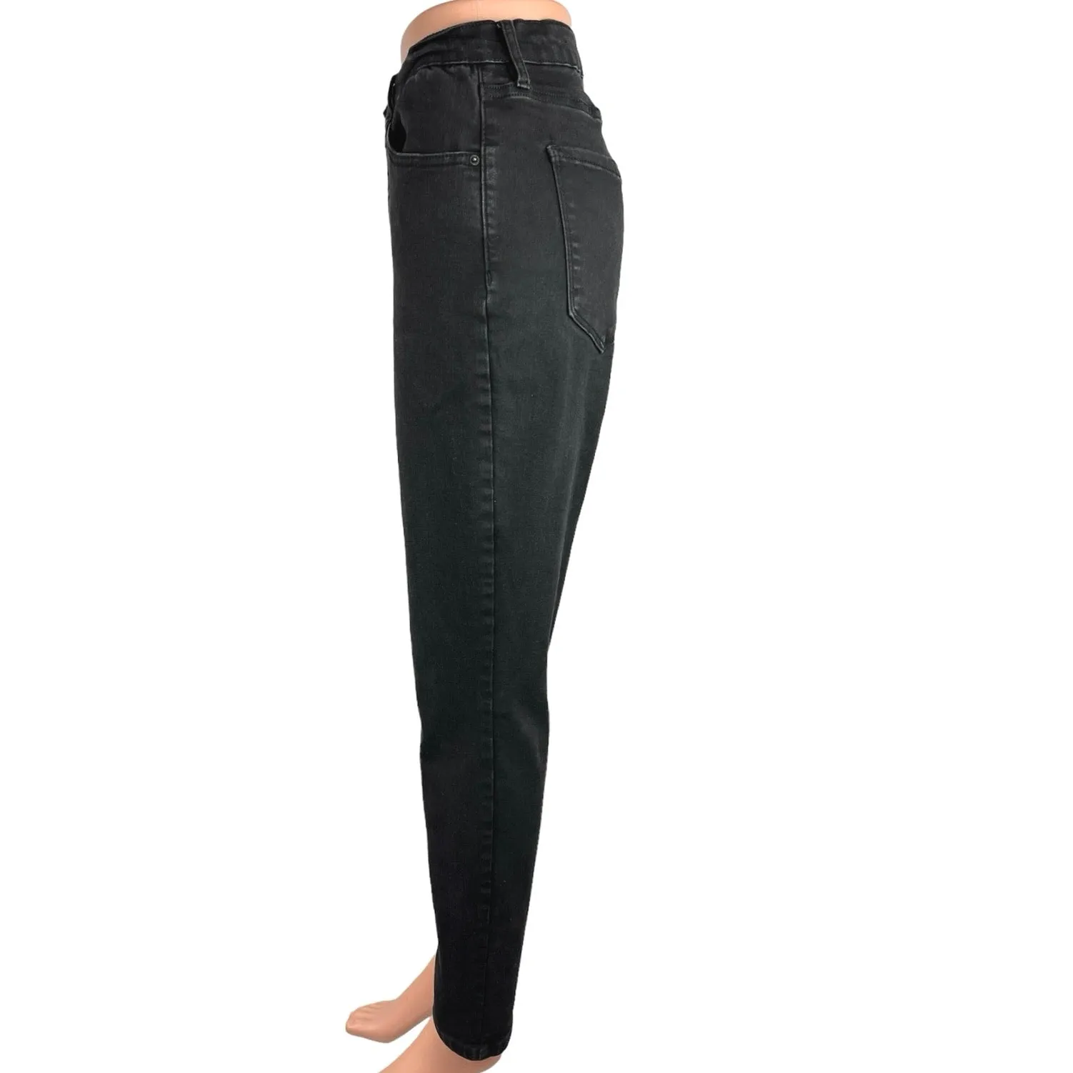 Nicole Miller Women's Denim Black Solid High Rise Stretch Slim Leg Jeans Size 14