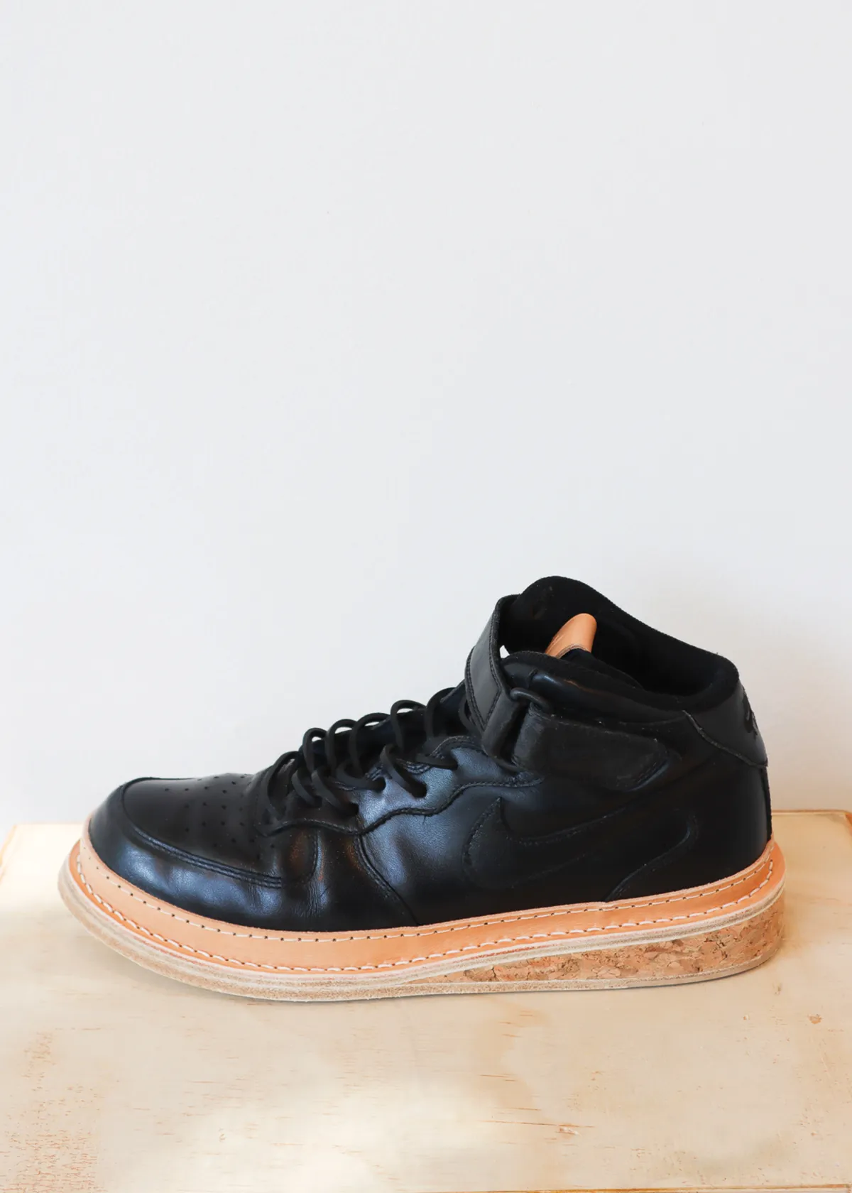 Nike Air Force Mid with Cork Sole - Black/Tan