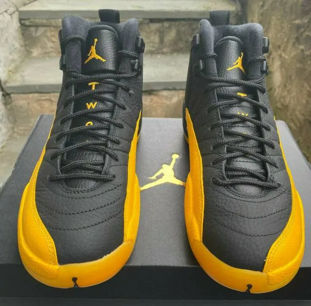 Nike air jordan 12 retro gs (4-6) black/university gold 1532