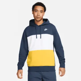 Nike - Men - Club+ Fleece Pullover Hoodie  - Navy/White/Vivid Sulfur