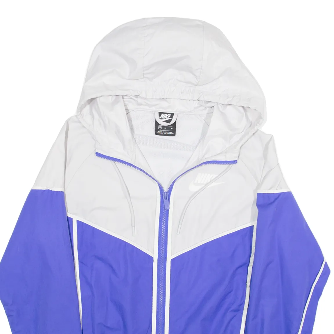 NIKE Mesh Lined Mens Windbreaker Jacket Blue Hooded M