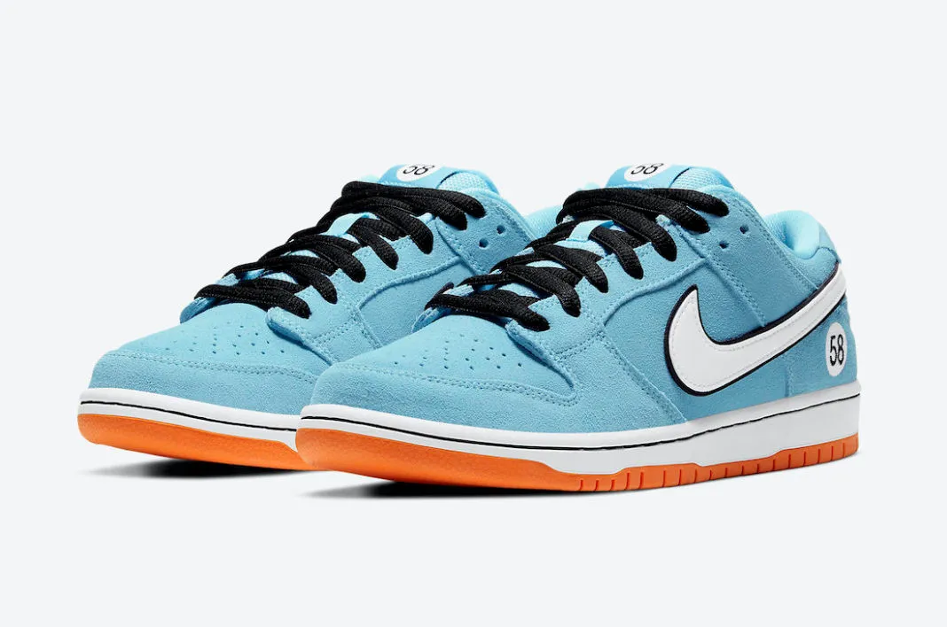 Nike SB Dunk Low Club 58 Gulf Blue Chill Safety Orange Black White BQ6817-401