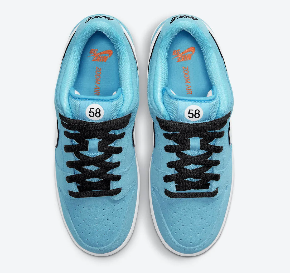 Nike SB Dunk Low Club 58 Gulf Blue Chill Safety Orange Black White BQ6817-401
