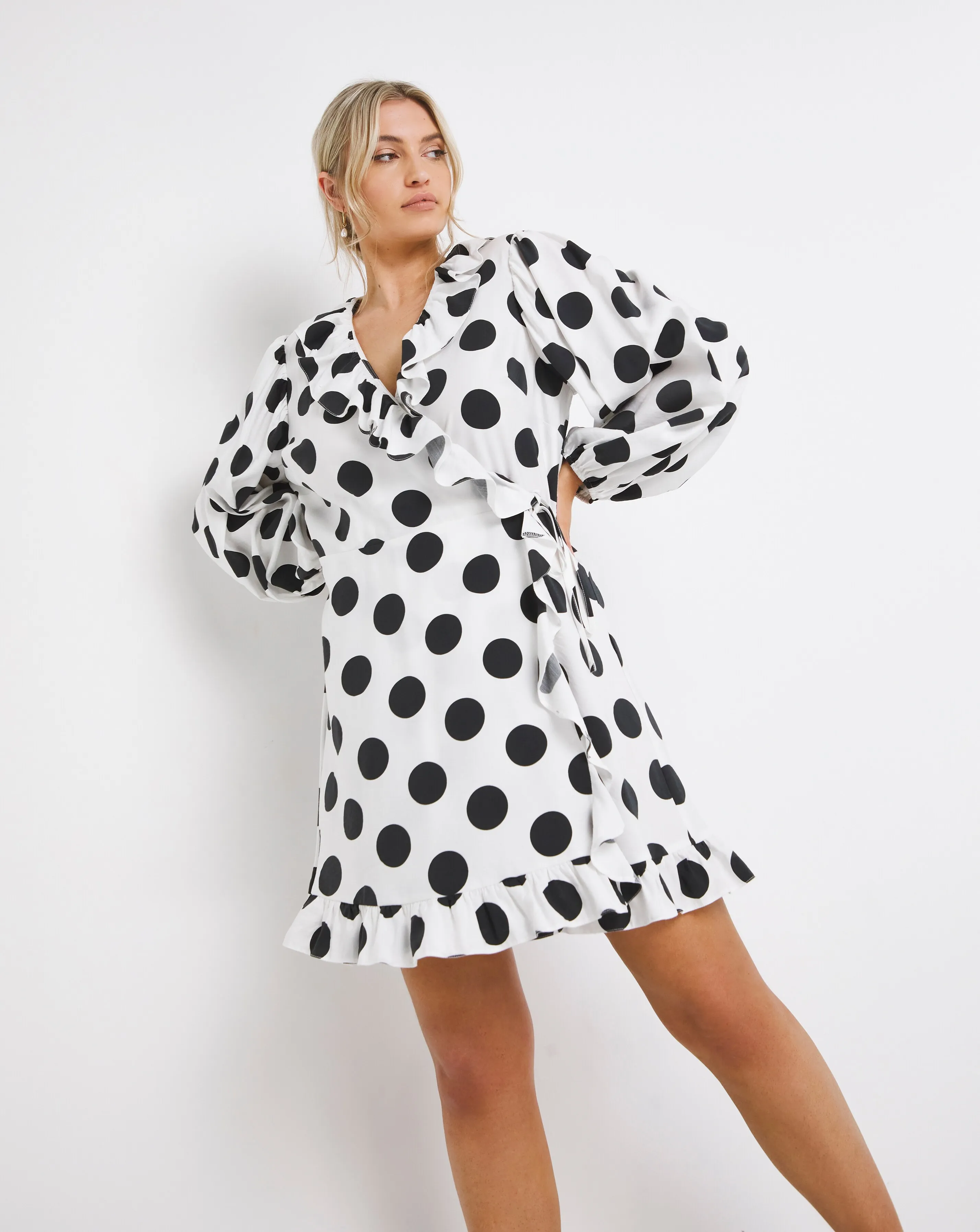 Nobody's Child Jolene Spot Wrap Dress | Simply Be