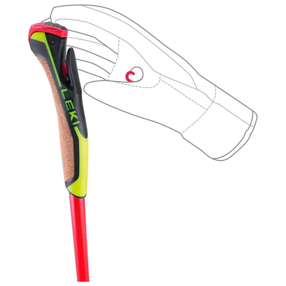 Nordic Ski Pole Leki ---Prc 750 Bright Red Neon Yellow Black